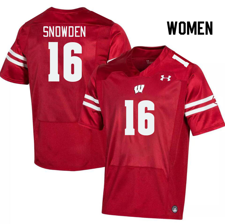 Women #16 Amare Snowden Wisconsin Badgers College Football Jerseys Stitched Sale-Red - Click Image to Close